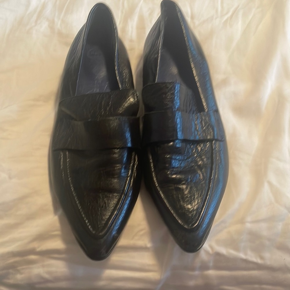Jeffrey Campbell black leather loafers. Size 7.5. Worn